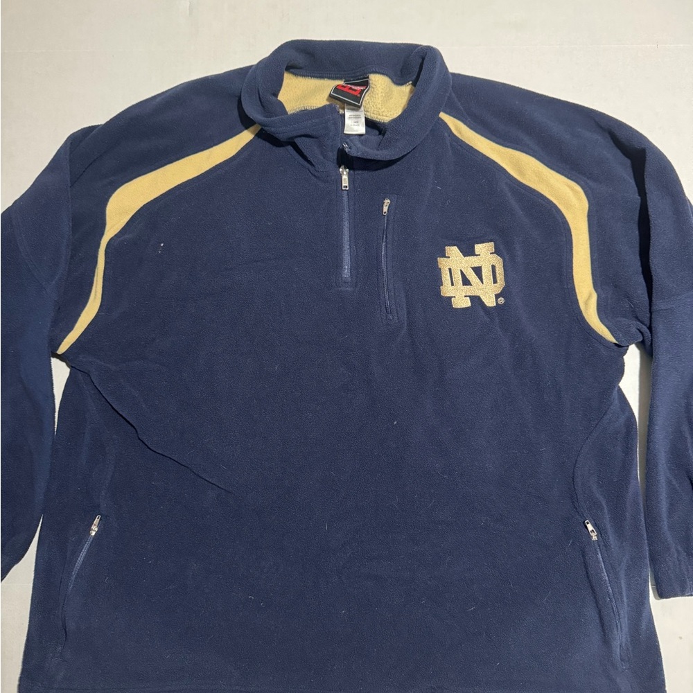 Notre Dame Fighting Irish, Jacket, Blue/Tan, 1/4 Zip, pockets, Men's‎ Large #376